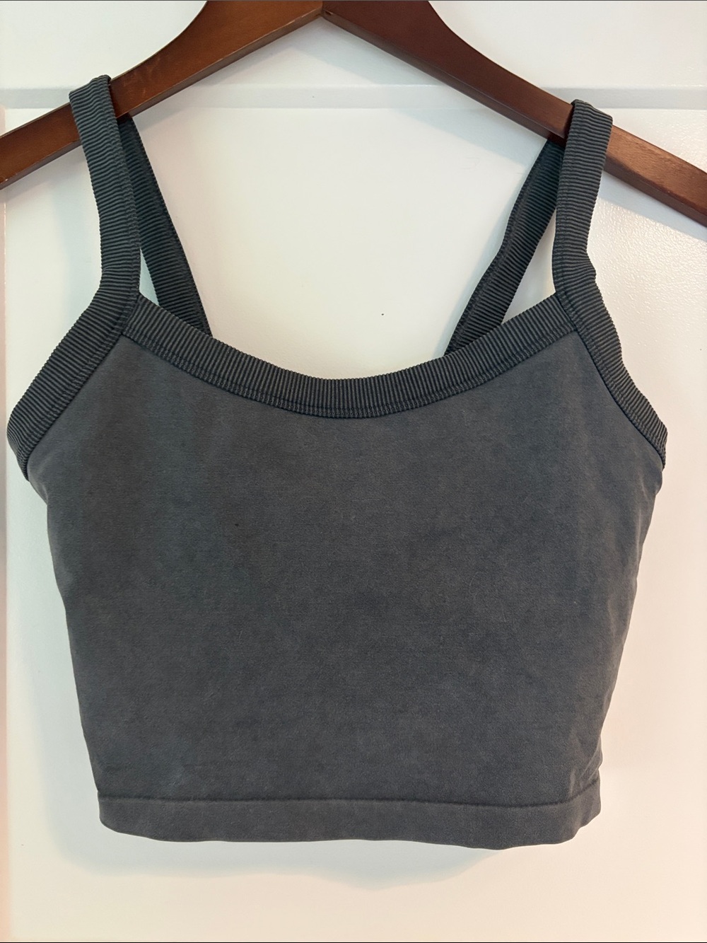 Z Supply Active Charcoal Rib-Trim Cropped Tank Sports Bra. Size M/L